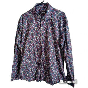 Jared Lang Button Up Shirt Abstract‎ Multicolor Long Sleeve Men's 2XL